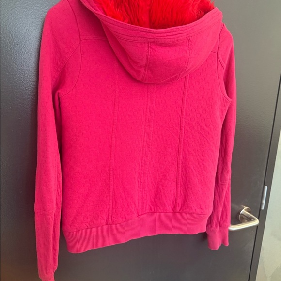 Marc By Marc Jacobs S Y2K vibe Pink Hoodie Sweatshirt with red faux fur hood GUC - Picture 8 of 16